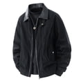 thumbnail image 1 of Dagegui Men's Fall Jacket Lightweight Going Out Varsity Jackets Solid Color Zip Up Turndown Collar Coats with Pockets Black M, 1 of 8