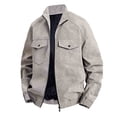 thumbnail image 1 of Dagegui Men's Faux Suede Bomber Jackets Vintage Biker Racing Moto Coats Full Zip Up Stand Collar Streetwear Outwear with Pocket Gray L, 1 of 9