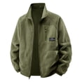 thumbnail image 1 of Dagegui Men's Fleece Jackets Full Zip Outdoor Hiking Jacket Winter Full Zip Stand Collar Coats with Pockets Army Green M, 1 of 7