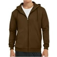 thumbnail image 1 of Dagegui Men's Full Zip Hooded Sweatshirt Solid Long Sleeve Coats Drawstring Hoodies with Pockets Fleece Lined Outerwear Coffee XXL, 1 of 6