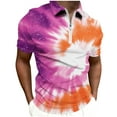 thumbnail image 1 of Dagegui Men's Golf T-Shirts Colorful Tie Dye Print Short Sleeve Pullover Tops Trendy 1/4 Zipper Turndown Shirts Summer Lightweight Sport Tees 2025 Clearance Sale Hot Pink,2XL, 1 of 4