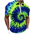 thumbnail image 1 of Dagegui Men's Golf T-Shirts Colorful Tie Dye Print Short Sleeve Pullover Tops Trendy 1/4 Zipper Turndown Shirts Summer Lightweight Sport Tees Dark Blue,2XL, 1 of 4