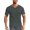 thumbnail image 1 of Dagegui Men's Gym Tshirt Dark Gray Short Sleeve Basic V Neck T-Shirt Quick Dry Moisture Wicking Fitness Tee Summer Workout Shirts S, 1 of 7