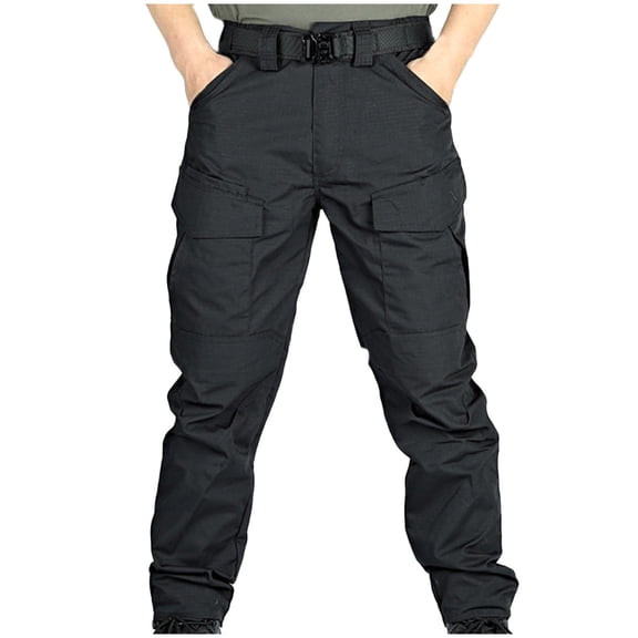 Dagegui Men's Hiking Cargo Pants Multi Pockets Outdoor Waterproof Tactical Pant Lightweight Athletic Long Pants Black 2XL