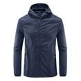thumbnail image 1 of Dagegui Men's Hooded Jackets Full Zip Up Long Sleeve Coats Lightweight Sun Protection Jacket with Pockets Big and Tall Outdoor Athletic Overcoat Blue L, 1 of 2