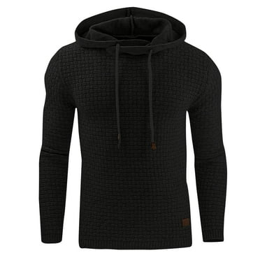 Dagegui Men's Hooded Sweatshirts Big and Tall Slim Fit Pullover Hoodies Solid Casual Sweatshirt with Kangaroo Pocket Knit Hoodie Tops Black M