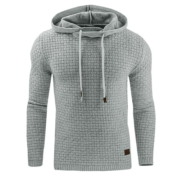 Dagegui Men's Hooded Sweatshirts Big and Tall Slim Fit Pullover Hoodies Solid Casual Sweatshirt with Kangaroo Pocket Knit Hoodie Tops Gray 3XL