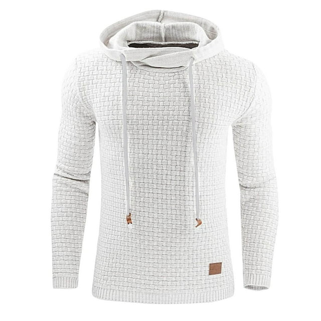 Dagegui Men's Hooded Sweatshirts Big and Tall Slim Fit Pullover Hoodies Solid Casual Sweatshirt with Kangaroo Pocket Knit Hoodie Tops White S
