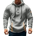 thumbnail image 1 of Dagegui Men's Hooded Sweatshirts Drawstring Long Sleeve Hoodies Fleece Button Down Pullover Pocket Running Workout Gym Shirts Gray XL, 1 of 4