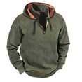 thumbnail image 1 of Dagegui Men's Hooded Sweatshirts Winter Color Matching Long Sleeve Sweatshirt Thin Fleece Pullover Hoodies Trendy Jogger Athletic Shirts Tops Today Sales Green L, 1 of 1