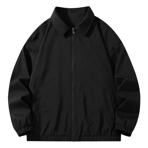 Dagegui Men's Jacket Lightweight Zip Up Windbreaker Stylish Turndown Collar Coat with Pockets Spring Fall Outdoor Baseball Jackets Black S