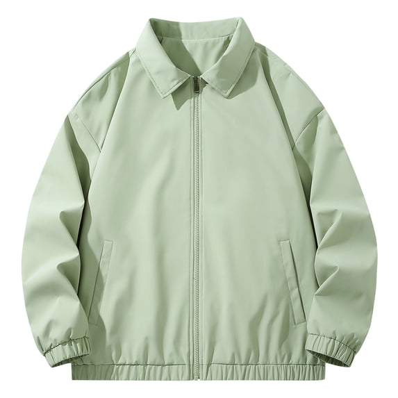 Dagegui Men's Jacket Lightweight Zip Up Windbreaker Stylish Turndown Collar Coat with Pockets Spring Fall Outdoor Baseball Jackets Green L