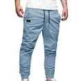 thumbnail image 1 of Dagegui Men's Joggers Pants Cotton Drawstring Cargo Pant Elastic Waist Tapered Leg Athletic Pant Lightweight Outdoor Hiking Track Pants with Pockets Today Deals Sky Blue 2XL, 1 of 7