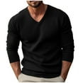 thumbnail image 1 of Dagegui Men's Knit Sweater Comfy V-Neck Long Sleeve Pullover Fall Sweater Casual Everyday Tops Black S, 1 of 9