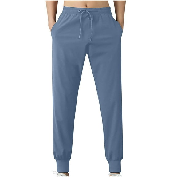 Dagegui Men's Lightweight Sweatpants Slim Fit Athletic Tapered Pants Big and Tall Running Jogger Workout Pant Solid Elastic Waist Long Pant with Pockets Blue 3XL