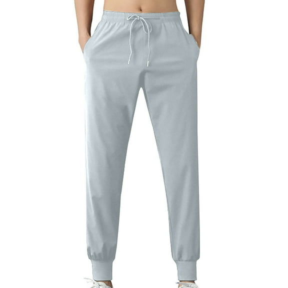 Dagegui Men's Lightweight Sweatpants Slim Fit Athletic Tapered Pants Big and Tall Running Jogger Workout Pant Solid Elastic Waist Long Pant with Pockets Gray L