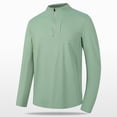 thumbnail image 1 of Dagegui Men's Long Sleeve Athletic Shirts Quarter Zip Up Pullover Shirt Big and Tall Workout Fitness Tees Tops Solid Color Fall Outdoor Sport T-Shirts Green L, 1 of 8