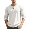 thumbnail image 1 of Dagegui Men's Long Sleeve Henley Shirts Waffle Crewneck Pullover Fall Tops Lightweight Outdoor Active Tee White XL, 1 of 9