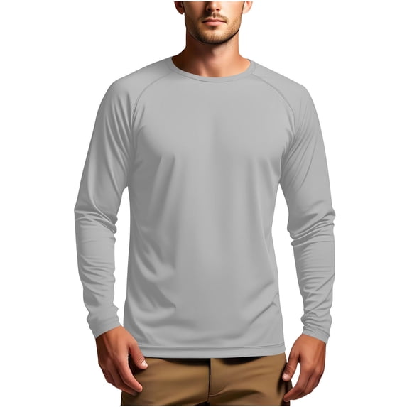 Dagegui Men's Long Sleeve Sun Shirts UPF 50+ UV Protection Athletic Shirt Quick Dry Outdoor Hiking Running Workout Tee Rash Guard Tops Gray XL