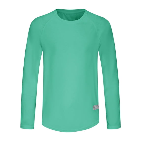 Dagegui Cyber and Monday Deals! Mens Fishing Shirts Long Sleeve Sun Protection Pullover Shirt Big and Tall Crewneck T-Shirts Tops Lightweight Breathable Running Athletic Tees Green,XXXL