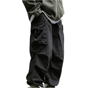 Dagegui Men's Loose Fit Cargo Pants Casual Elastic Waist Parachute Pants With Pockets Fashion Bottom Drawstring Outdoor Hiking Pants Today Clearance