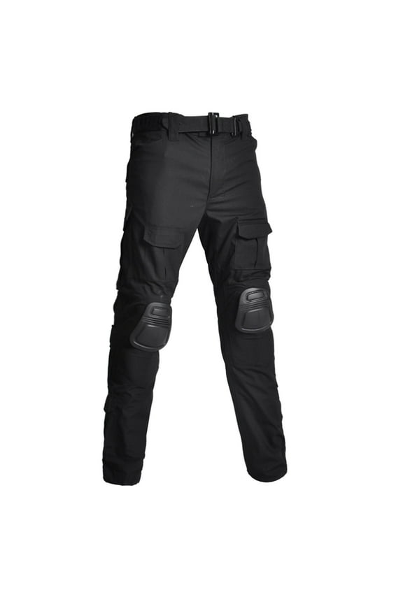 Men's Military Tactical Pants Multi Pockets Slim Fit Cargo Pant Big and Tall Combat Pants with Knee Pads Black M