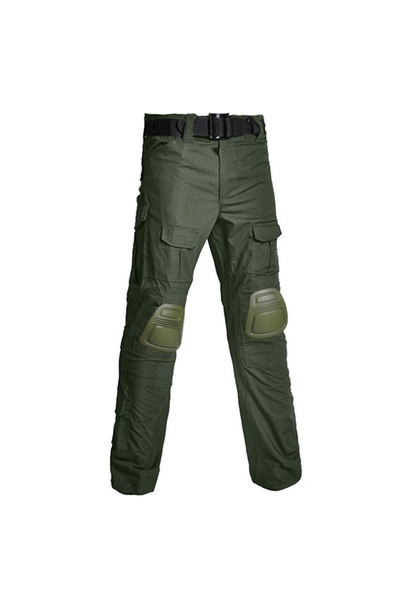 Men's Military Tactical Pants Multi Pockets Slim Fit Cargo Pant Big and Tall Combat Pants with Knee Pads Green 4XL