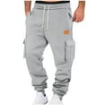 thumbnail image 1 of Dagegui Men's Multi Pockets Sweatpants Drawstring Elastic Waist Joggers Thin Fleece Winter Running Athletic Cargo Pants Light Gray 3XL, 1 of 8