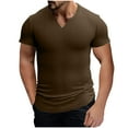 thumbnail image 1 of Dagegui Men's Muscle Workout T-Shirt Slim Fit Short Sleeve Coffee Athletic Tee Tops Notch V Neck Gym Shirt Quick Dry Bodybuilding Fitness Tshirt S, 1 of 6