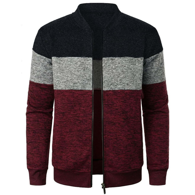 Colorblock Zipper O-Neck Woolen Short Coat Colorblock Zipper O-Neck Woolen Short Coat