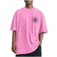 thumbnail image 1 of Dagegui Men's Plus Size Cotton T-Shirt Vintage Short Sleeve Crewneck Graphic Tops Oversized Streetwear Casual Loose Fit Everyday Tee Shirts Pink S, 1 of 5