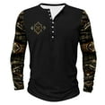 thumbnail image 1 of Dagegui Men's Plus Size Long Sleeve Shirts Vintage Aztec Shirt Big and Tall Henley Tees Western Ethnic Tribal Button Up Pullover Tops Black,2XL, 1 of 4