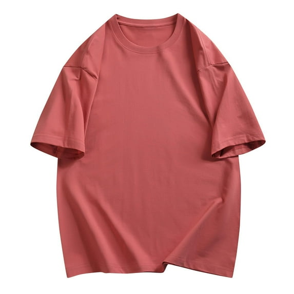 Dagegui Men's Plus Size T-Shirt Cotton Crewneck Short Sleeve Baggy Sport Shirt Big and Tall Casual Loose Fit Tees Summer Clothes Watermelon Red M