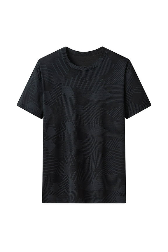 Men's Plus Size Training T-Shirts Big and Tall Running Sport Shirt Lightweight Crew Neck Short Sleeve Tops Trendy Print Gym Workout Tee Shirts Black 7XL