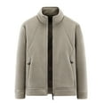 thumbnail image 1 of Dagegui Men's Polar Fleece Sherpa Lined Jacket Warm Full Zip Up Stand Collar Jackets Soft Winter Thick Coat with Zipper Pockets Khaki XXL, 1 of 4