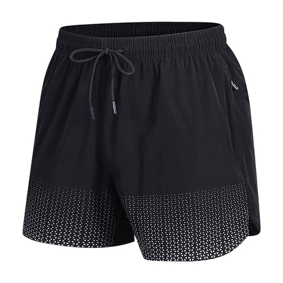 Dagegui Men's Quick Dry Athletic Shorts Lightweight Summer Workout Gym Shorts Drawstring Elastic Waist Short Pants with Zipper Pocket Black L
