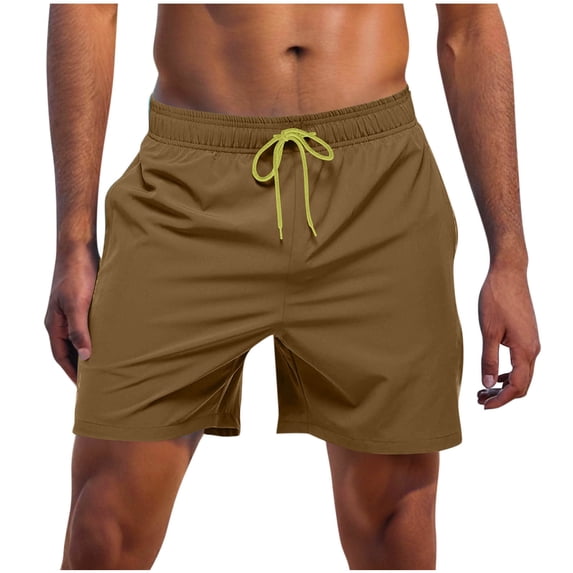 Dagegui Men's Quick Dry Surfing Shorts Drawstring Elastic Waist Beach Swimming Shorts with Liner Summer Bathing Suits Coffee XL