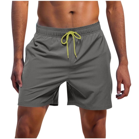 Dagegui Men's Quick Dry Surfing Shorts Drawstring Elastic Waist Beach Swimming Shorts with Liner Summer Bathing Suits Gray XXXL
