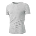 thumbnail image 1 of Dagegui Men's Ribbed T-Shirt Gray Crewneck Short Sleeve Slim Fit Muscle Workout Tee Soft Comfy Everyday Shirts for Summer 3X, 1 of 9