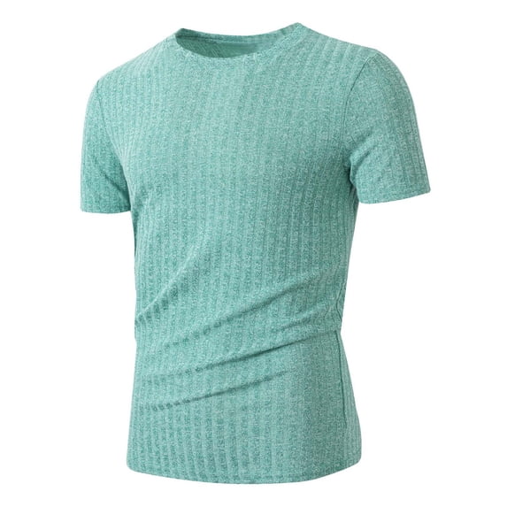 Dagegui Men's Ribbed T-Shirt Green Crewneck Short Sleeve Slim Fit Muscle Workout Tee Soft Comfy Everyday Shirts for Summer 3X