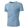 thumbnail image 1 of Dagegui Men's Ribbed T-Shirt Light Blue Crewneck Short Sleeve Slim Fit Muscle Workout Tee Soft Comfy Everyday Shirts for Summer L, 1 of 9