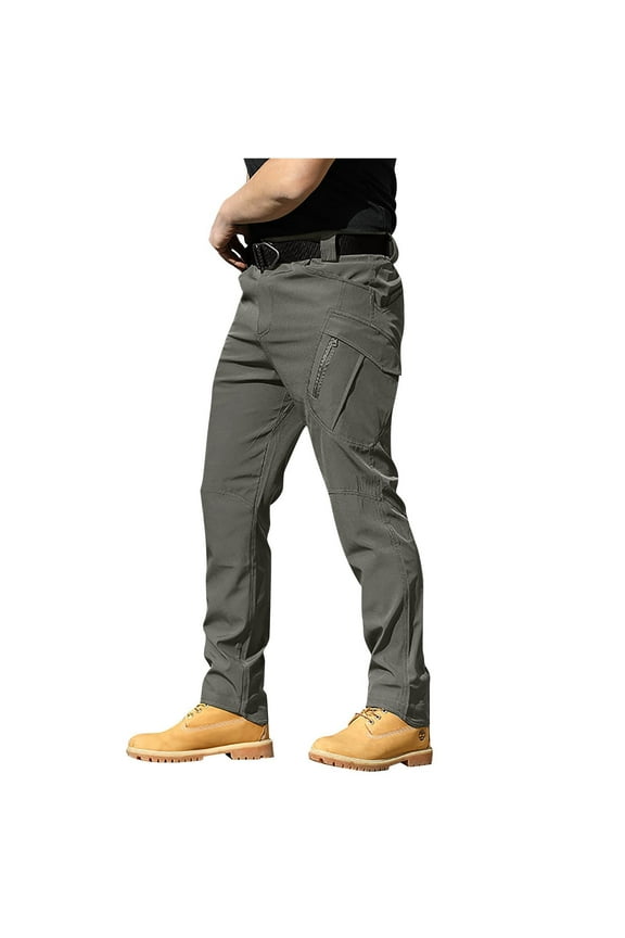 Men's Ripstop Cargo Pants Multi Pockets Hiking Tactical Pant Outdoor Running Athletic Pants with Pockets Gray 3XL