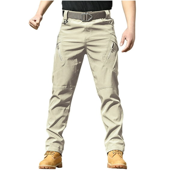 Dagegui Men's Ripstop Cargo Pants Multi Pockets Hiking Tactical Pant Outdoor Running Athletic Pants with Pockets Khaki 2XL