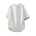 thumbnail image 1 of Dagegui Men's Short Sleeve Drop Shoulder T Shirt White Casual Loose Fit Tee Tops Plaid Patchwork Crewneck Pullover Shirts 3X, 1 of 3