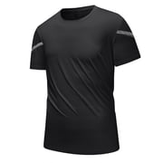 Dagegui Mens Short Sleeve Fishing T-Shirt Quick Dry Rash Guard Athletic Top Summer Black Tee Performance Running Training Shirts 4X