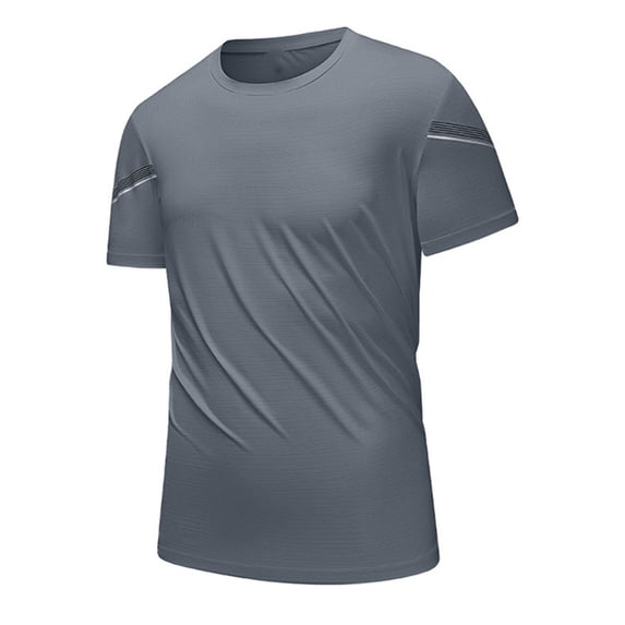 Dagegui Men's Short Sleeve Fishing T-Shirt Quick Dry Rash Guard Athletic Top Summer Gray Tee Performance Running Training Shirts M