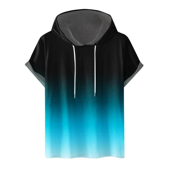 Dagegui Men's Short Sleeve Hoodie Tshirts Loose Fit Drawstring Hooded Tie-Dye Shirt Big and Tall Workout Muscle SweatShirt Casual Holiday Daily Tops for Men S-XXl