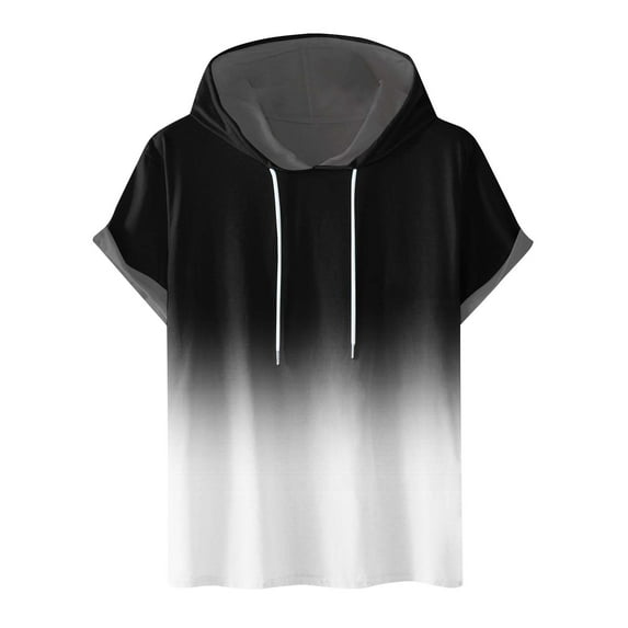 Dagegui Men's Short Sleeve Hoodie Tshirts Loose Fit Drawstring Hooded Tie-Dye Shirt Big and Tall Workout Muscle SweatShirt Casual Holiday Daily Tops for Men S-XXl
