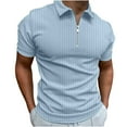 thumbnail image 1 of Dagegui Men's Short Sleeve Shirt 1/4 Zip Up Business Casual Tops Ribbed Workout Tee Shirts Solid Color Golf Pullover Tshirt Blouse Light Blue,L, 1 of 7