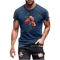 thumbnail image 1 of Dagegui Men's Short Sleeve Shirts Trendy Flower Graphic T-Shirts Summer Crewneck Pullover Top Big and Tall Running Athletic Shirt Tees Navy 2XL, 1 of 4
